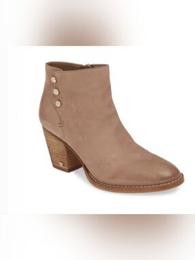 Sam Edelman Mariella Suede Leather Taupe Heeled Ankle Booties - Size 9.5